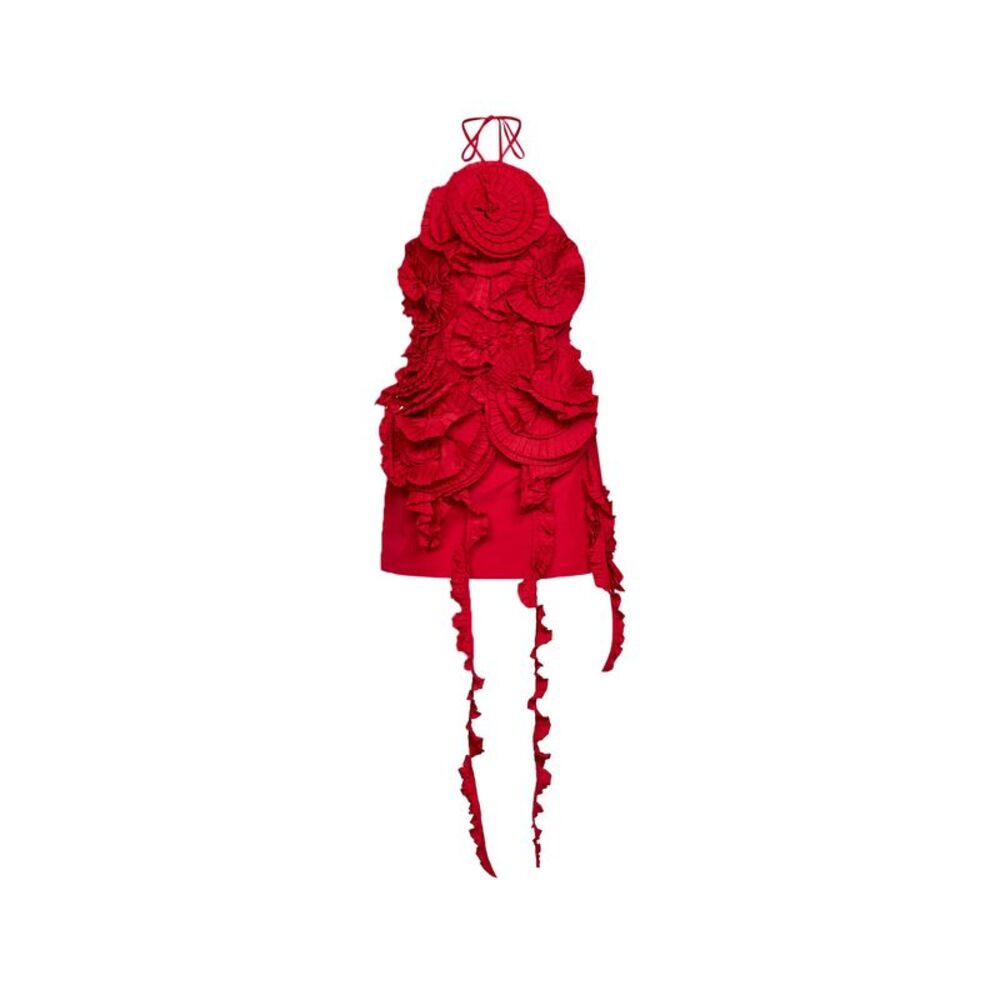 Blumarine Women Red Taffeta Mini Dress With 3D Roses